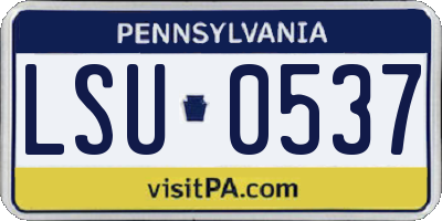 PA license plate LSU0537