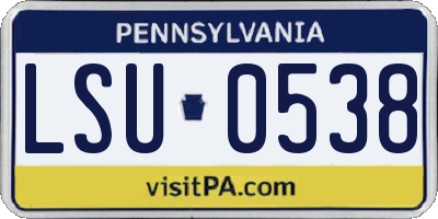 PA license plate LSU0538