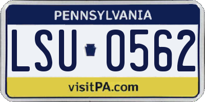 PA license plate LSU0562