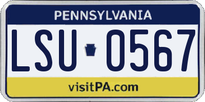 PA license plate LSU0567