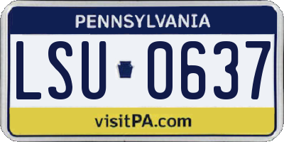 PA license plate LSU0637