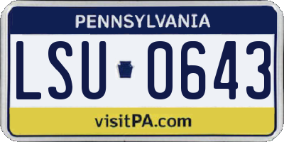 PA license plate LSU0643