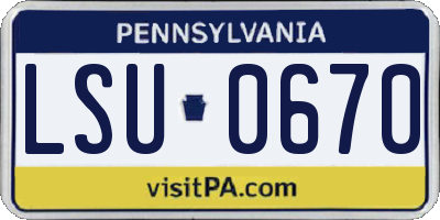 PA license plate LSU0670