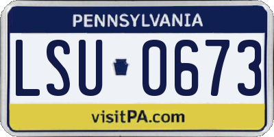 PA license plate LSU0673