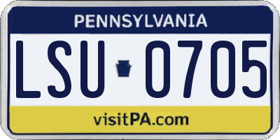 PA license plate LSU0705