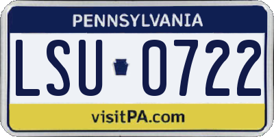 PA license plate LSU0722