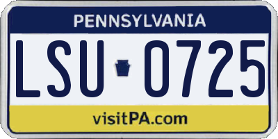 PA license plate LSU0725