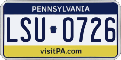 PA license plate LSU0726