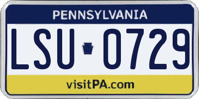 PA license plate LSU0729