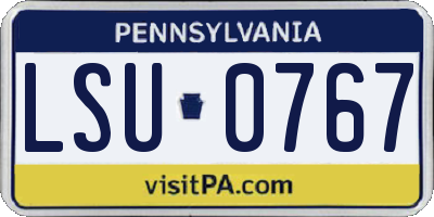 PA license plate LSU0767
