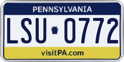 PA license plate LSU0772