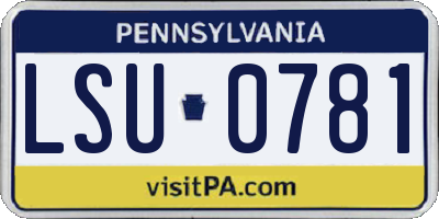 PA license plate LSU0781