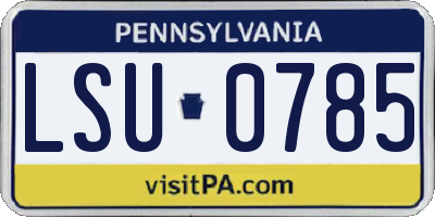 PA license plate LSU0785