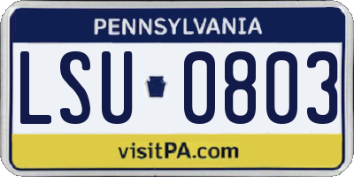 PA license plate LSU0803