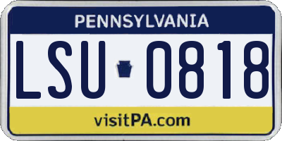 PA license plate LSU0818