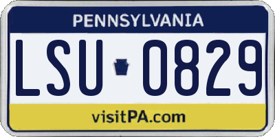 PA license plate LSU0829