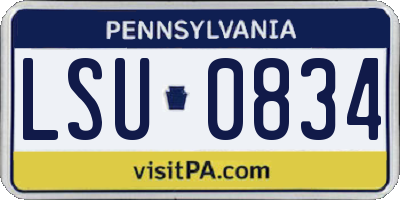 PA license plate LSU0834