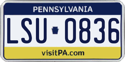 PA license plate LSU0836