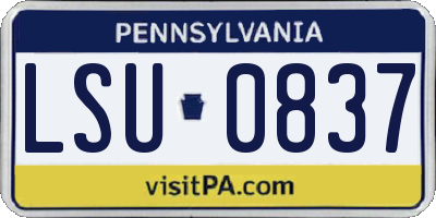 PA license plate LSU0837