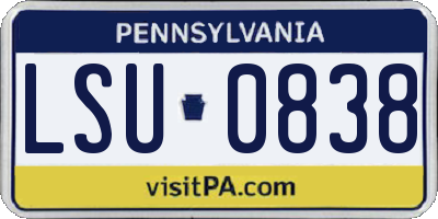 PA license plate LSU0838