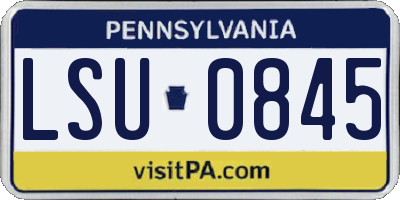 PA license plate LSU0845