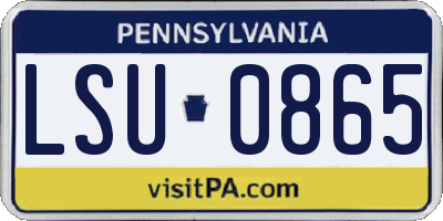 PA license plate LSU0865