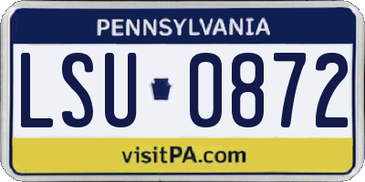 PA license plate LSU0872