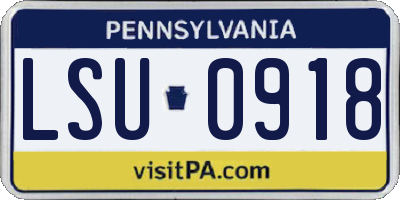 PA license plate LSU0918
