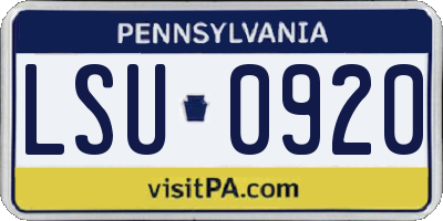 PA license plate LSU0920