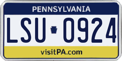 PA license plate LSU0924