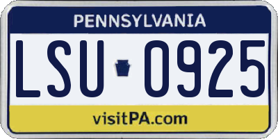 PA license plate LSU0925