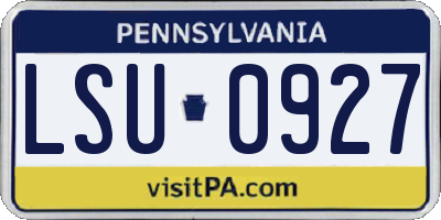 PA license plate LSU0927