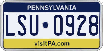 PA license plate LSU0928