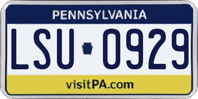 PA license plate LSU0929