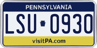PA license plate LSU0930
