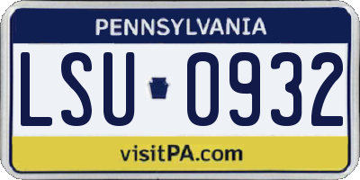 PA license plate LSU0932
