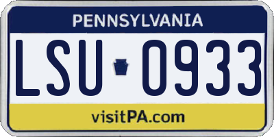 PA license plate LSU0933