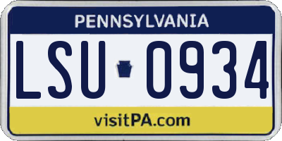 PA license plate LSU0934