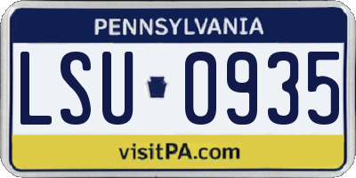 PA license plate LSU0935