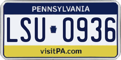 PA license plate LSU0936