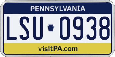 PA license plate LSU0938