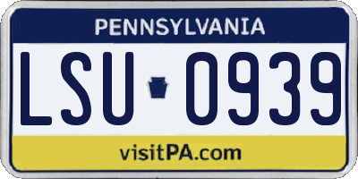 PA license plate LSU0939