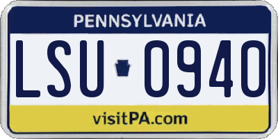 PA license plate LSU0940