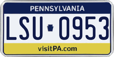 PA license plate LSU0953