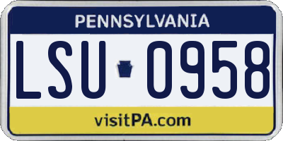PA license plate LSU0958