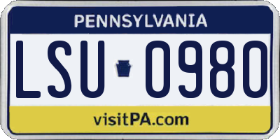 PA license plate LSU0980