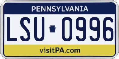 PA license plate LSU0996