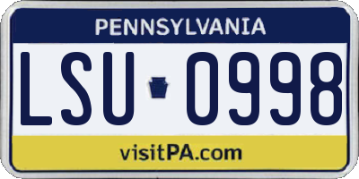 PA license plate LSU0998