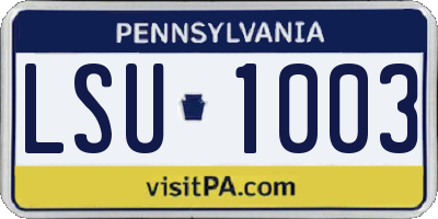 PA license plate LSU1003