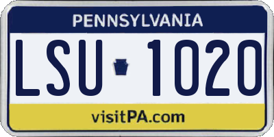 PA license plate LSU1020